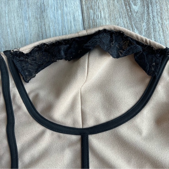 SHEIN SXY Strapless Crop Top Corset Look Size 3XL Tan Black - Picture 2 of 4
